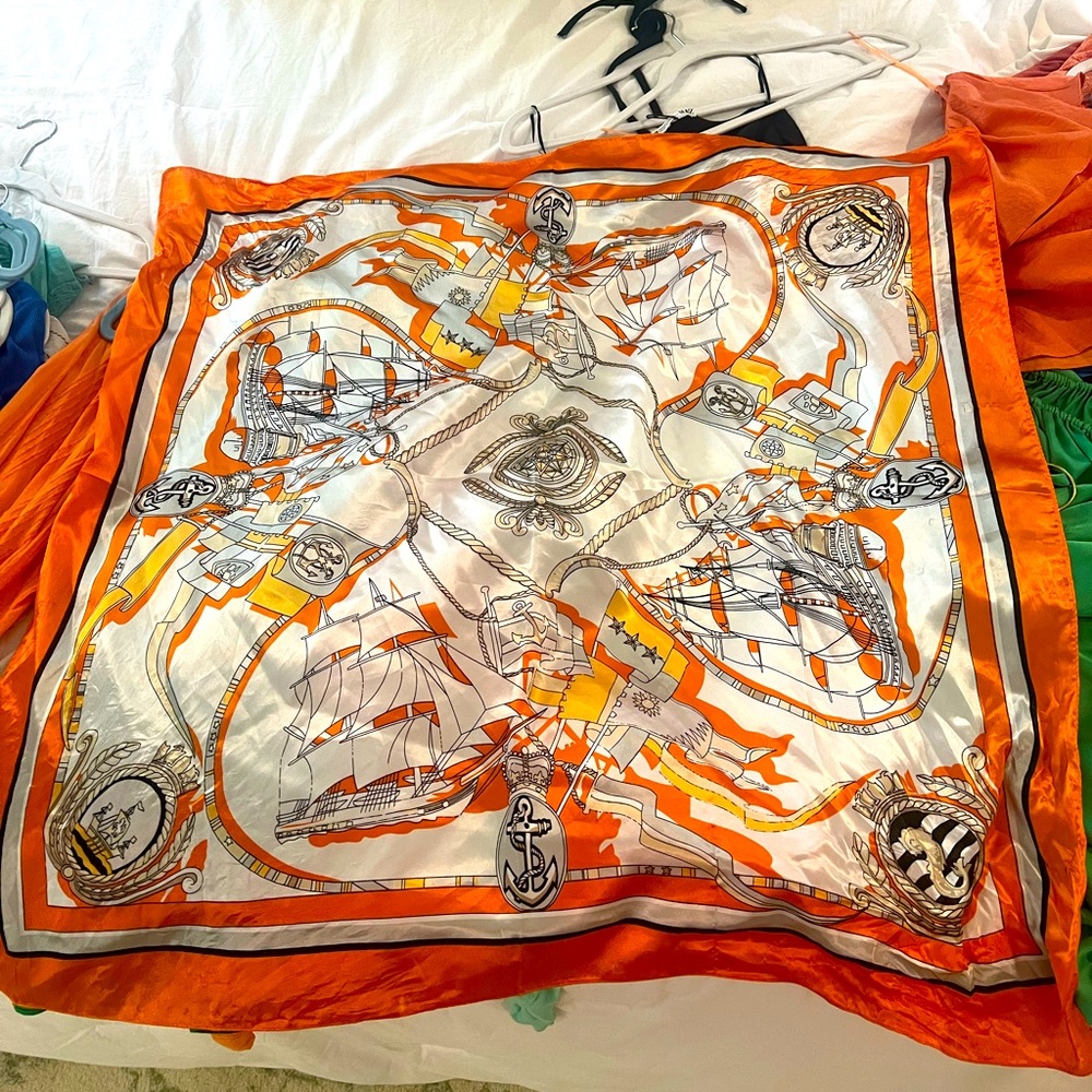 Orange Silk Scarf Top